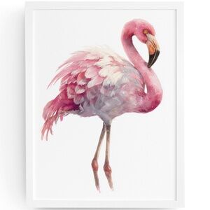 Watercolor Flamingo Wall Art Print, Unframed - Vibrant Tropical Elegance